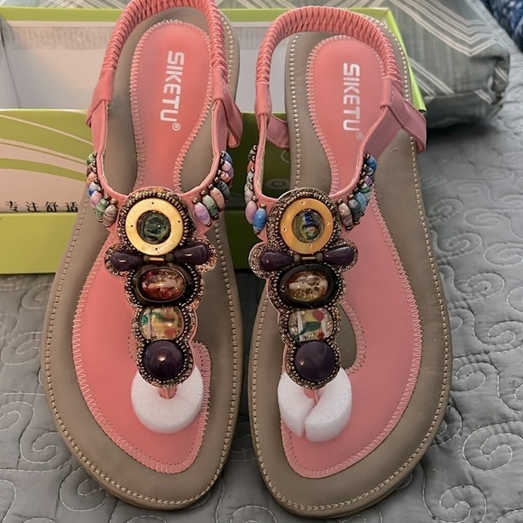 Siketu Summer Beaded Sandals New size 10 - Picture 1 of 7